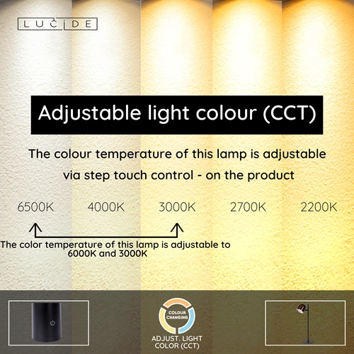 Lucide SKANSKA RECH - Rechargeable Desk lamp Indoor/Outdoor - Battery pack - LED Dim. - CCT - 1x3W 3000K/6000K - IP44 - Coffee - USP